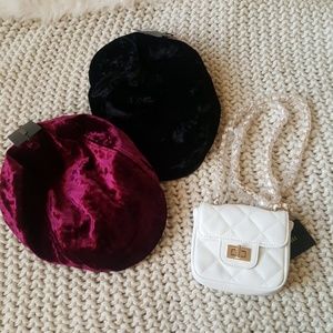 Set of 3 ( 2 Cabby hats & mini purse )